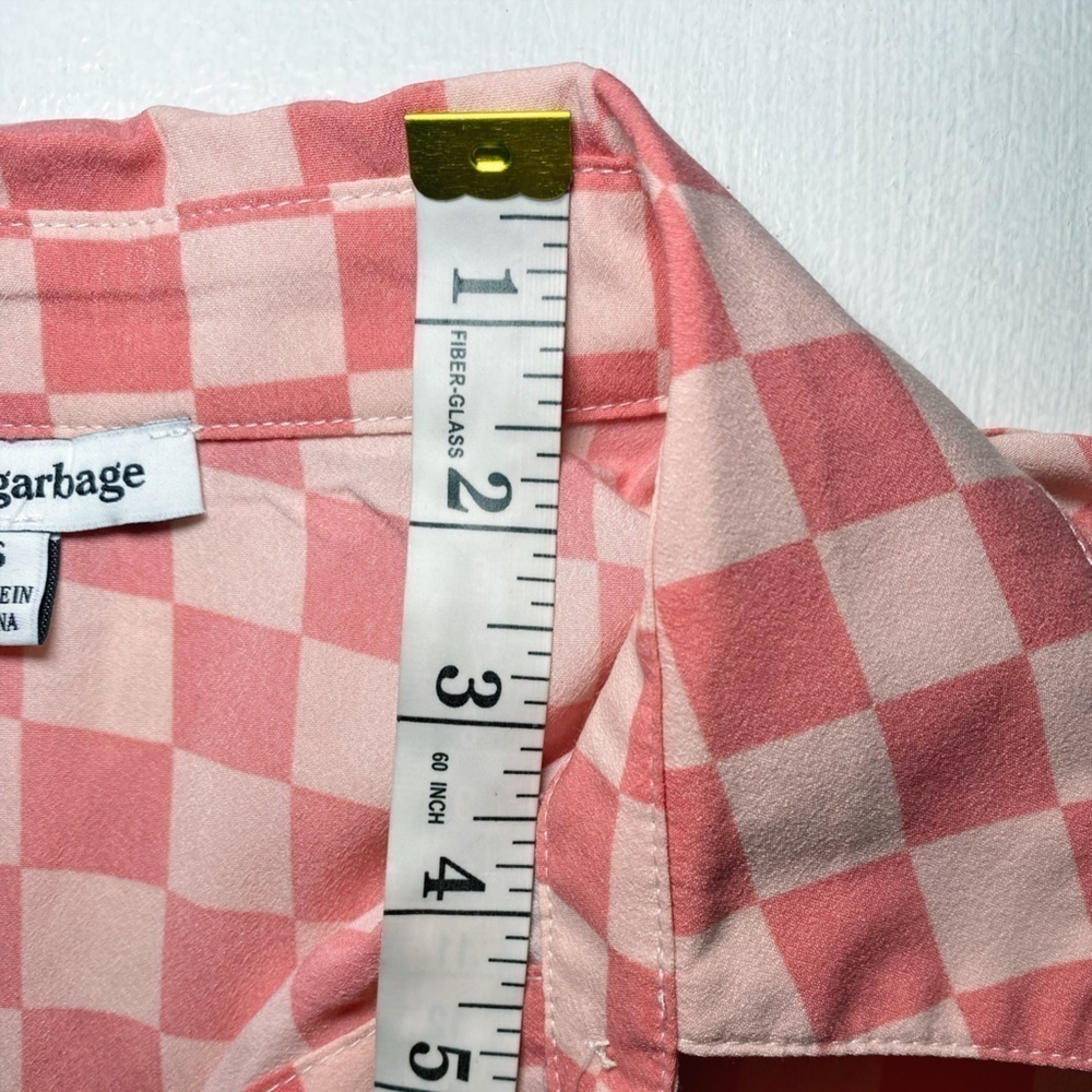 Pretty Garbage Pink Checkered Print Long Sleeve Button Down Shirt - Picture 8 of 10